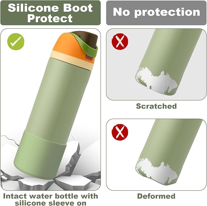 2PCS Silicone Water Bottle Boot for Owala 24oz 32oz 40oz, Anti-Slip Protective Sleeve Bottom Bumper Protector for FreeSip, Twist, and Flip Stainless Steel Water Bottles