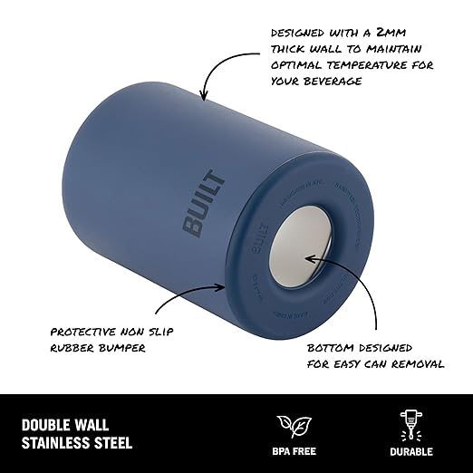 BUILT 12 Ounce Double Wall Stainless Steel K2 Can Chiller Dusty Rose