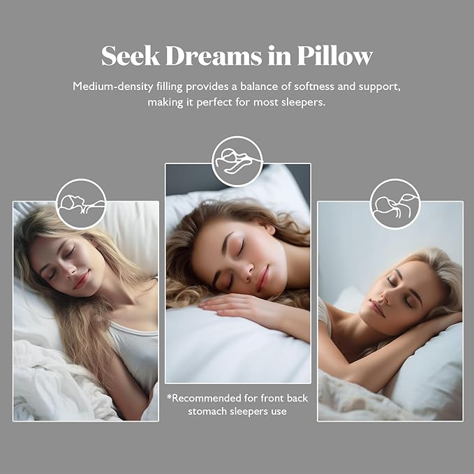 BPC Luxury Feather Down Pillow King Size Set of 2 - Medium-Firm Feather Pillow, 3-Chamber Bed Pillow Inserts with Organic Cotton Cover, Surrounded by Polyester, 20x36 Inches