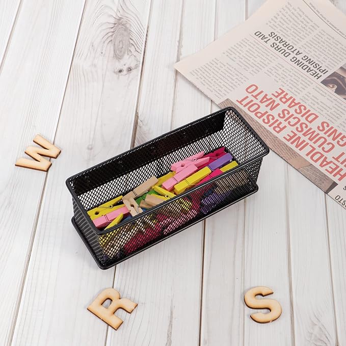 6.29'' × 2.28'' × 2.48 Black Magnetic Basket for Refrigerator Magnetic Locker Organizer for Home Office Accessories, Magnetic Basket for Whiteboard