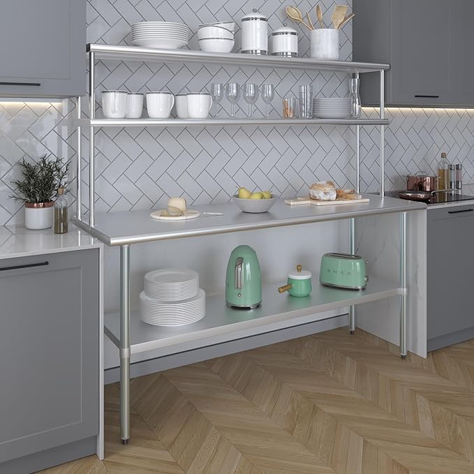 AmGood Double OverShelf Stainless Steel NSF - Many (72" Long x 12" Deep)