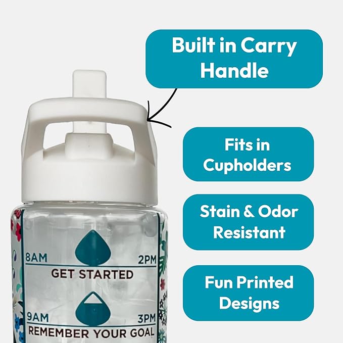 Biddlebee 32oz. Hydration Tracker Water Bottles with Times To Drink | Big Motivational Water Bottle with Time Marker, Straw Lid, & Measurements | BPA-Free (Blessed Grandma)