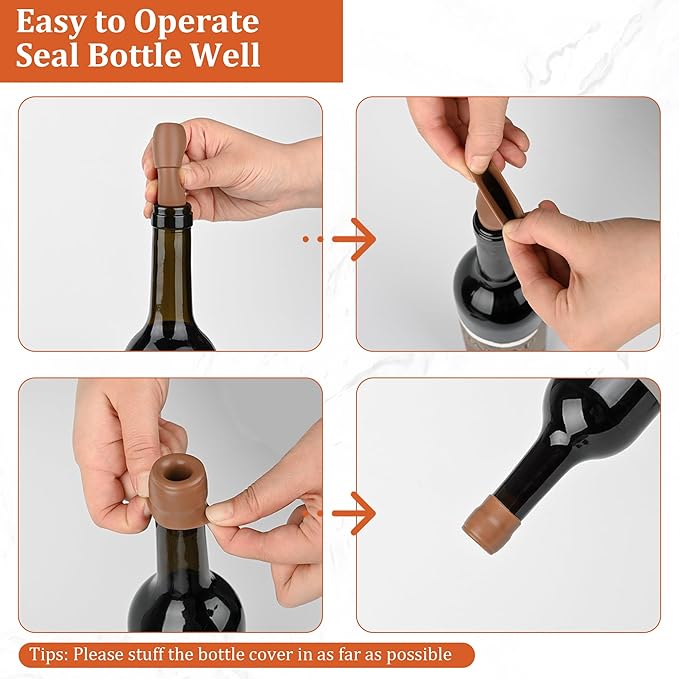 6 Pcs YiRayon Wine Bottle Stoppers, Reusable Silicone Wine Seal Stopper Unbreakable Wine Corks Beverages Beer Champagne Red Wine Bottle Covers to Keep Wine Fresh