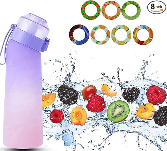 650ml Air Water Bottle with 7 Flavour Pods | BPA Free, Scented, 0 Sugar, 0 Calorie, Sports Water Bottles | Drinking Fruit Fragrance Cup for Fitness, Outdoor, Gym | Starter set… (Purple Pink)