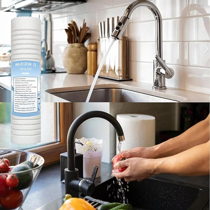 5 micron water filter 10 x 2.5 sediment filter,Be suitable for sediment filter for well water,Reduces sediment, sand, soil, silt and rust and is suitable for standard filter housing. (2 pack)