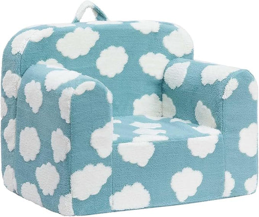 ALIMORDEN Kids Ultra-Soft Snuggle Foam Filled Chair, Toddler Cuddly Reading Couch, Blue