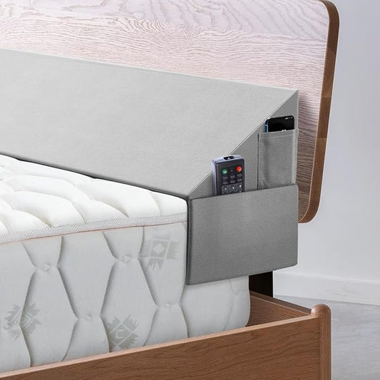 Bed Wedge Pillow for Headboard Gap, Queen Size Bed Wedge Gap Filler Mattress Wedge Filler(0-8") Triangle Bloster Pillow Wedge with 2 Side Pocket (60"x10"x6")