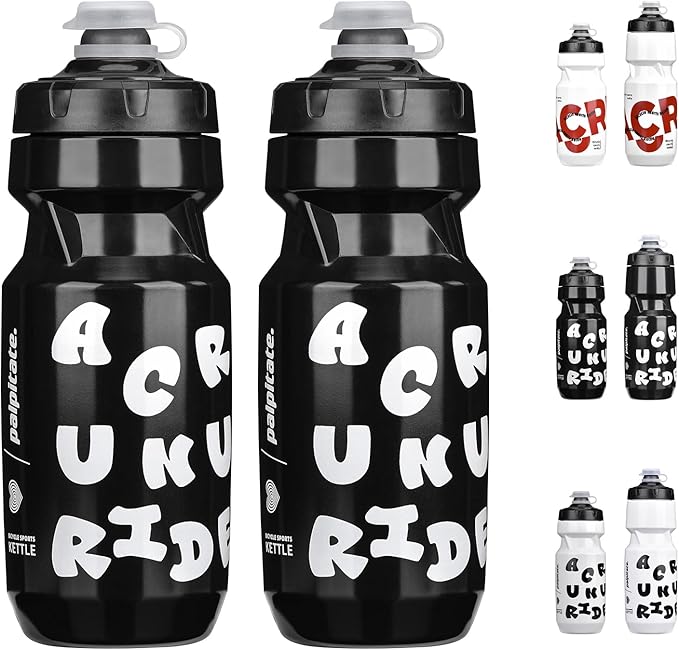 Bike Water Bottle 21oz Bicycle Water Bottle for 5hrs Insulation Sports Squeeze Water Bottle with Leakproof DesignFits Most Bike Cages (Black 21 * 2)