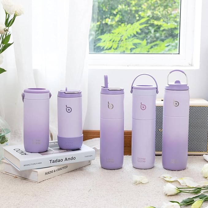 BOTTLE BOTTLE Insulated Water Bottle 24oz with Straw Lid and Handle for Sports Travel Gym Stainless Steel Water Bottles Double-Wall Vacuum Metal Thermos Bottles Leak Proof BPA-Free