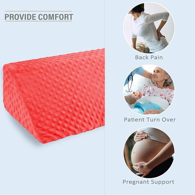 Body Wedge Pillow for Side Sleeping, Body Position Side Wedge Pillow, Back Positioning Elevation Pillow, Back Wedge Pillow for Side Sleepers, Wedge Pillows for After Surgery, Back Pain(Red-Dot)