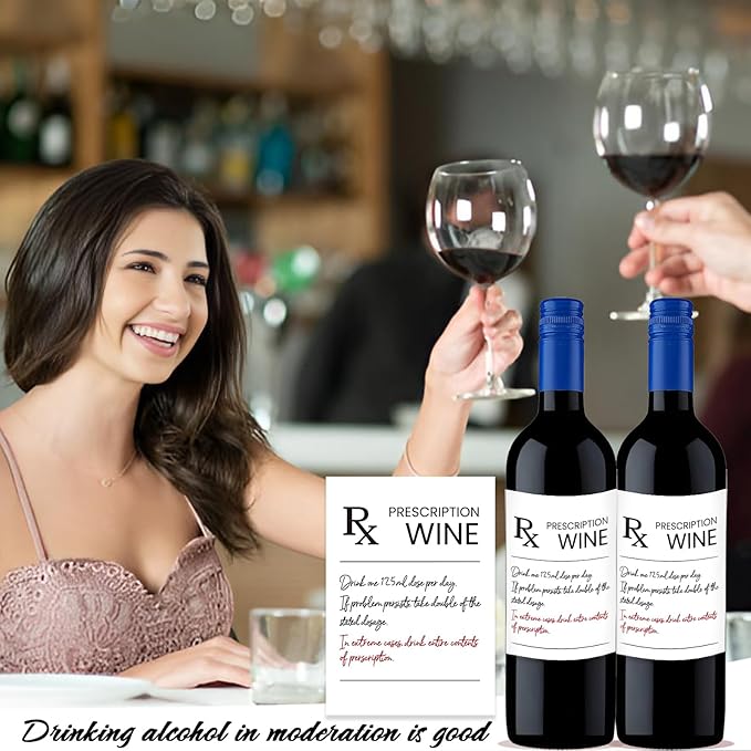 24Pcs Pharmacist RX Wine Labels, Humor Pharmacist Retirement Appreciation Birthday Graduation Gifts for Women Men, Funny Pharmacy Technician Gift Wine Bottle Stickers Labels