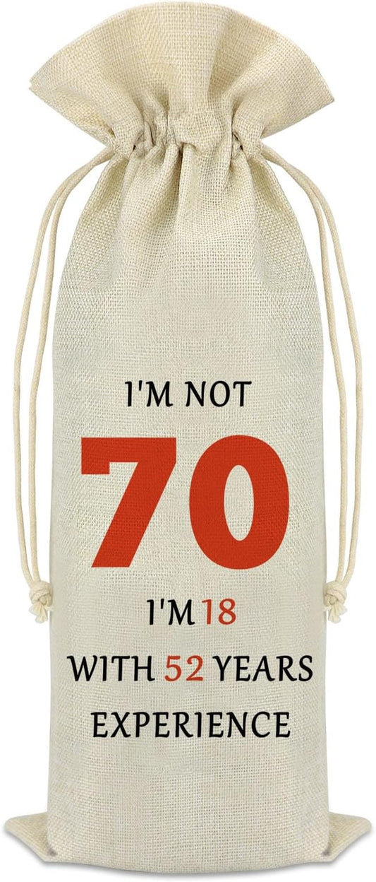 70th Birthday Gift 70th Wine Bag 70 Years Old Birthday Gifts for Women Men Party Decoration Wine Bottle Bag Happy 70th Birthday Gifts for Grandmother Grandpa Wife Husband Aunt Friend Retirement Gift
