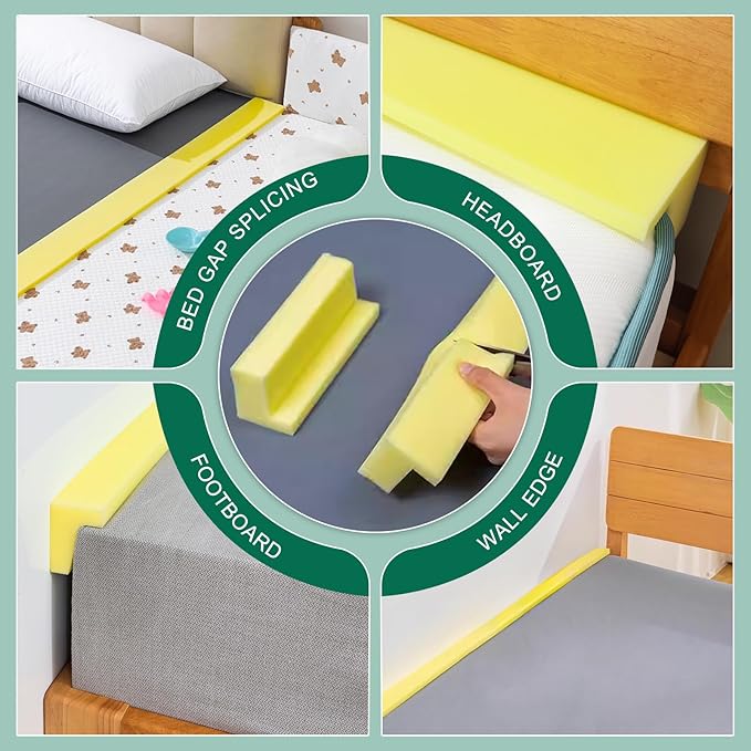 Bed Filler for Headboard, Suitable for Gap 1.2-1.6" of King Queen Twin Bed, 78.7'' Long Wedge Sleeping Pillow, Foam Bed Mattress Gap Filler