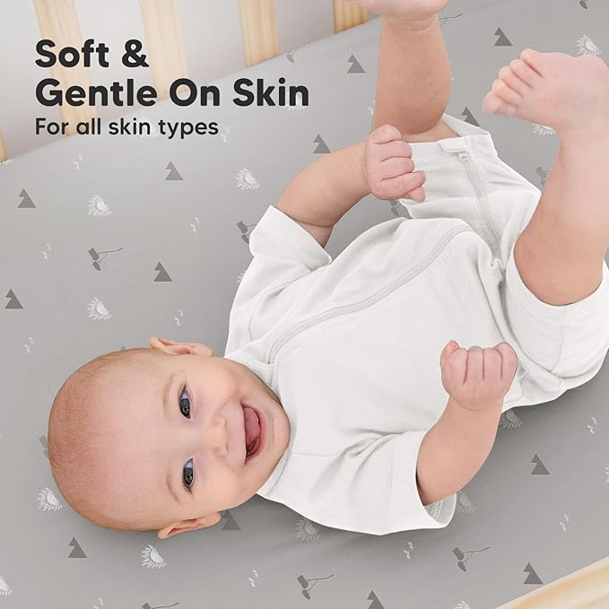 2-Pack Organic Crib Sheets for Boys, Girls - Jersey Fitted Crib Sheet, Baby Crib Sheets Neutral, Crib Mattress Sheet, Cotton Crib Sheets, Breathable Crib Sheet, Baby Mattress Sheets (Savannah)