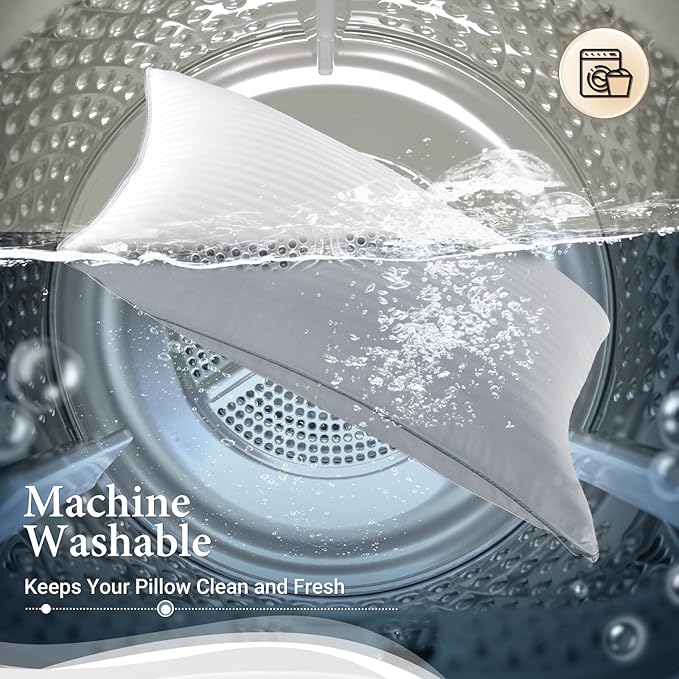 Basic Beyond Standard Pillows Set of 2 - Down Alternative Pillows for Sleeping, Soft 20 x 26 Inches Pillows Standard Size Set of 2 for Back, Stomach or Side Sleepers