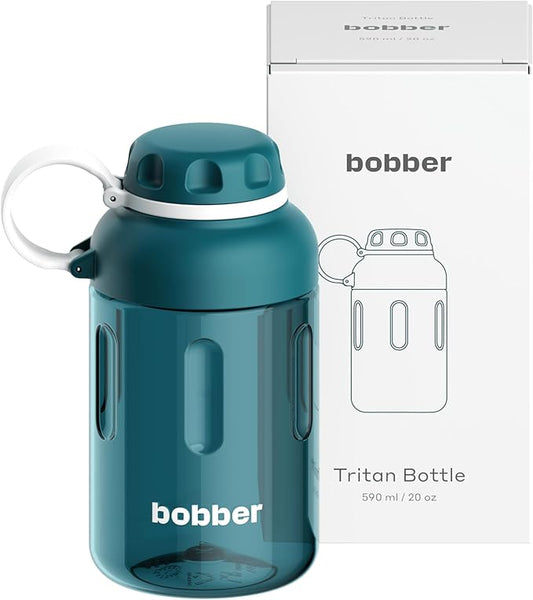 BOBBER 20 oz Tritan Travel Water Bottle with Holding Strap & Fruit Infuser — Dishwasher Safe, BPA Free, Spill Proof Water Bottle for Adults with Handle — Perfect for Traveling, Outdoor, Hiking (Teal)