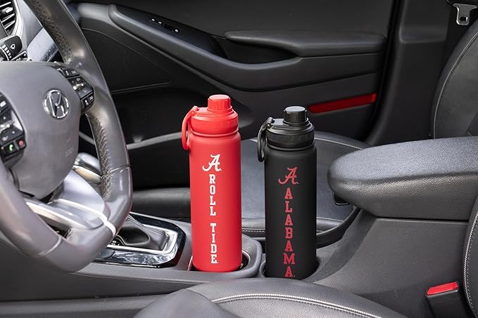 Alabama Roll Tide Water Bottle - Red Double Walled Stainless Steel 24 oz Keeps Drinks Cold or Hot