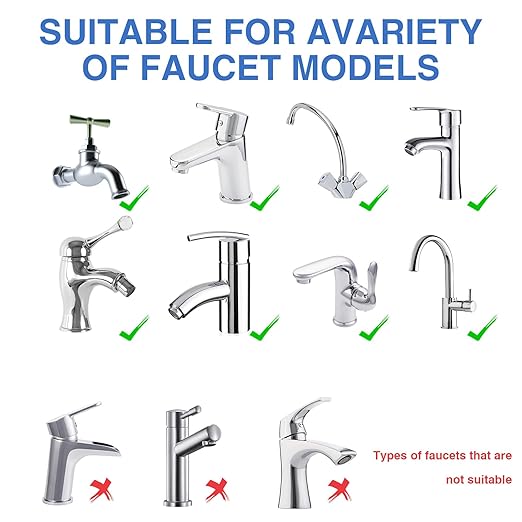 3PCS Sink Water Filter Faucet, 360° Rotating Faucet Filters, Faucet Water Filter, Purifier Kitchen Tap Filtration Removes Chlorine Fluoride Heavy Metals Hard Water for Home Bathroom & Kitchen