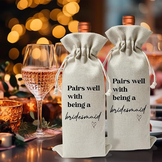 Bridesmaid Wedding or Engagement Gift Wine Bag For BFF Best Friend, Proposal Gift, Wedding Party or Bachelorette Party or Bridal Shower Party Favor Supply Gift, Bridal Party Gift for Bridesmaid Boxes