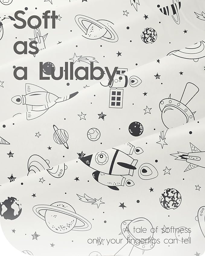 Bassinet Sheets for Baby Boy Girl, TotBasic Buttery Soft Universal Bassinet Fitted Sheet, Compatible with Halo, Mika Micky, Baby Delight, Dream On Me, Maxi COSI and More Bassinet Mattress(Space)