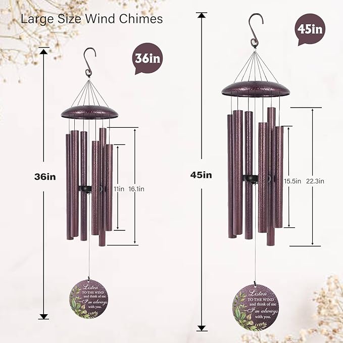 ASTARIN 36" Large Deep Tone Personalized Sympathy Wind Chimes, Memorial Wind Chime for Loss of Mother Father Loved One, Bereavement Gifts Decor Outdoor Patio Garden Graveyard