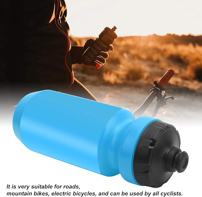 Bicycle Water Bottle, Self‑Sealing Leakage‑Proof Jet Valve Easy to Open and Close Broken‑Resistant Bike Kettle for Outdoor for Travel(Blue)
