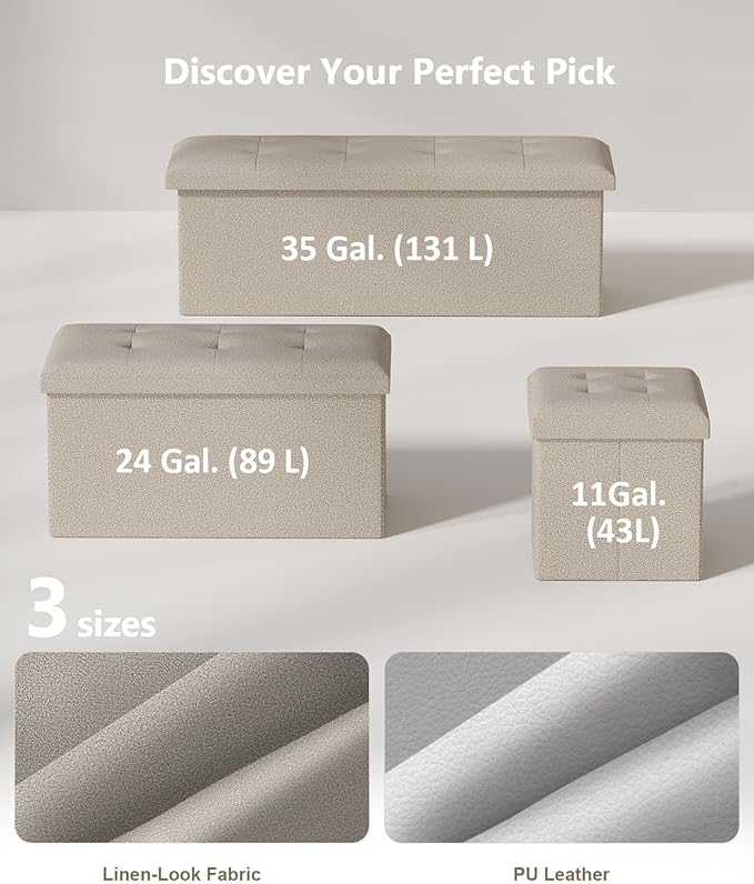 15 Inches Small Folding Storage Ottoman Cube, Storage Footrest, Foot Rest Stool, for Living Room, Bedroom, Dorm, Hallway, Entryway, Sandy Beige