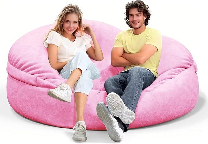 Bean Bag Chair for Adults 4FT,Soft Removable Cover for Teens/Girls Bedroom,Fluffy Giant Round Floor Beanbag Lounger Chairs (No Filler,Pink)