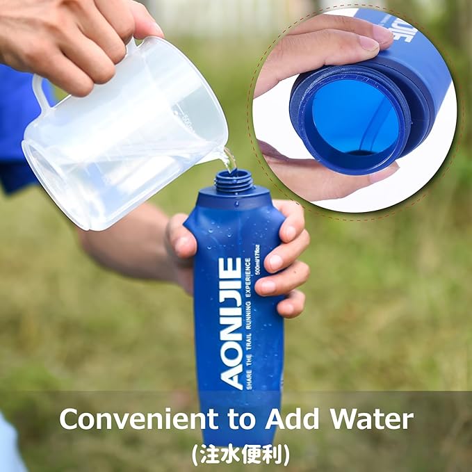 Azarxis TPU Soft Flask Running Collapsible Water Bottles BPA-Free Running Flask 250ml / 500ml for Hydration Pack - Ideal for Running Hiking Cycling Climbing (250ml/8.45oz)