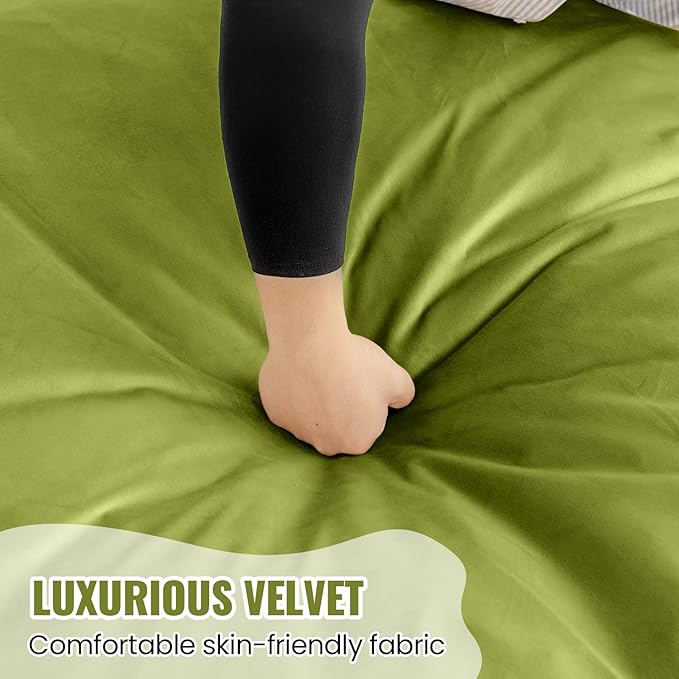 4FT Bean Bag Chair: Bean Bag with Velvet Cover, Fluffy and Comfy Bean Bag Chairs for Adults and Kids, Bean Bag Sofa Filled with High-Density Sponge for Gaming (Mint Green)