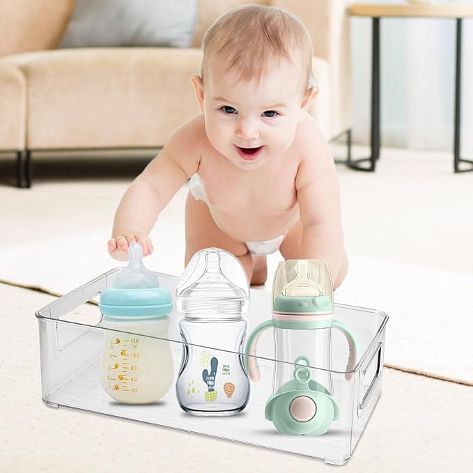 Baby Bottle Organizer Plastic Storage Center for Baby Bottles and Food Jars Baby Bottle Organizer for Cabinet, Perfect Organizer for Kitchen Cabinet, Pantry, Refrigerator, and Countertop（2 pcs）