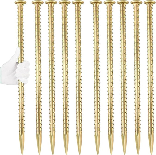 16 Inch Rebar Stakes 1/2 Inch Diameter Galvanized Steel Ground Anchors Heavy Duty Anchoring Spikes for Speed Bump, Parking Curb and Tent (10 Pack)