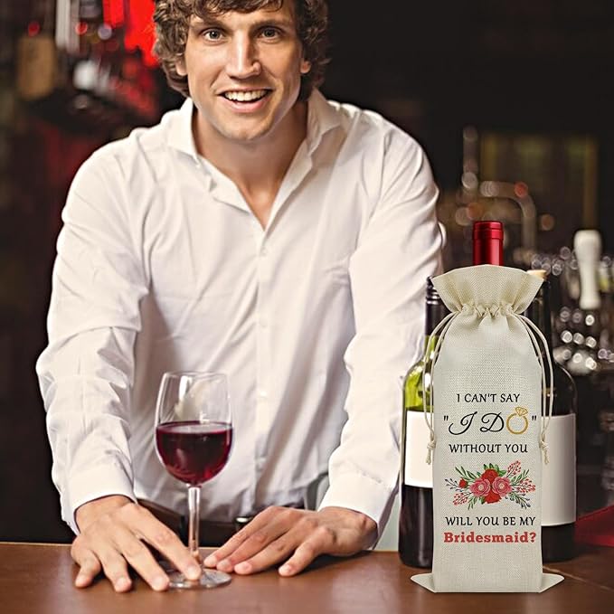 Bridesmaid Gifts for Wedding Day Wine Bag Thank You Gifts for Bridesmaids from Bride Bridal Shower Gifts for Bridesmaids Wine Bottle Decoration Bag Wine Accessories Gifts for Wine Lovers