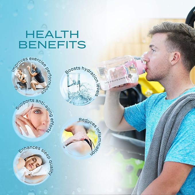 50 Oz Hydrogen Water Bottle, 2024 New SPE/PEM Technology, Large Gym Hydrogen Bottles, Travel Hydrogen Water Bottle Generator With Straw & Additional Cap, USA Brand, Up to 1800 ppb - Pink