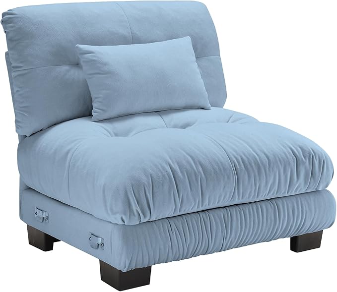 Armless Sofa W/1 Pillow - Blue