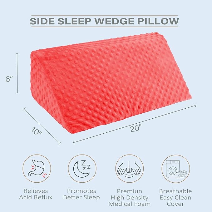 Body Wedge Pillow for Side Sleeping, Body Position Side Wedge Pillow, Back Positioning Elevation Pillow, Back Wedge Pillow for Side Sleepers, Wedge Pillows for After Surgery, Back Pain(Red-Dot)
