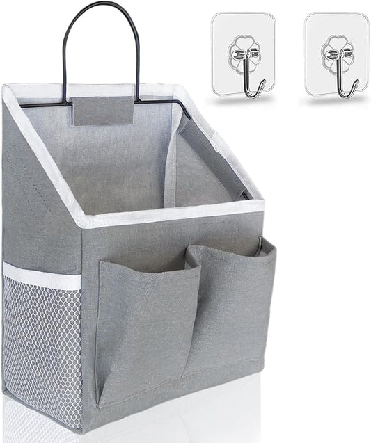 1pcs Small Wall Hanging Baskets for Organizing, Hanging Storage Bag as Over the Door Organizer, Wall File Organizer, Rv Storage and Organization. For Bedroom, Office, Camper (1pcs Gray)