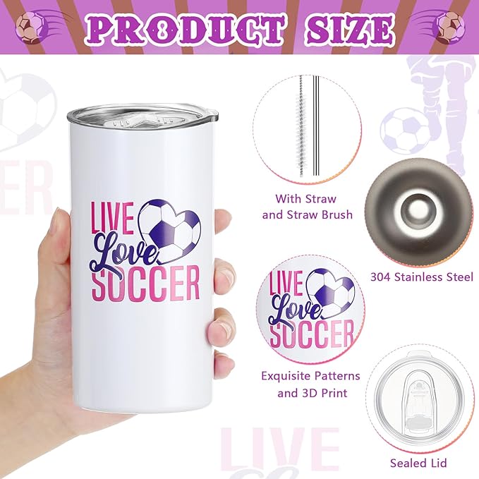4 Pieces Sports Gifts Set - Hair Scrunchies, Elastic Hair Bands, Ball Charm Bracelet, Zipper Pouch, and Tumbler for Women