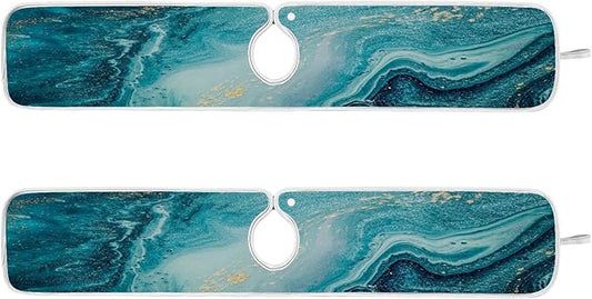 Blue Marble Golden Glittery Faucet Water Catcher Mat 2 Pack Tie Dye Drying Mat Absorbent Bathroom Faucet Handle Drip Catcher Tray Bar RV Kitchen Sink Splash Guard 30x5 Inches
