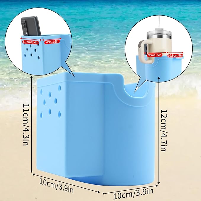 Bogg Bag Cup Holder and Phone Holder, Silicone Bogg Bag Accessories Compatible with All Bogg Bags & Simply Southern Totes, Bogg Bag Organizer for Stanley Cup/Sunglasses/Wallet(Blue)