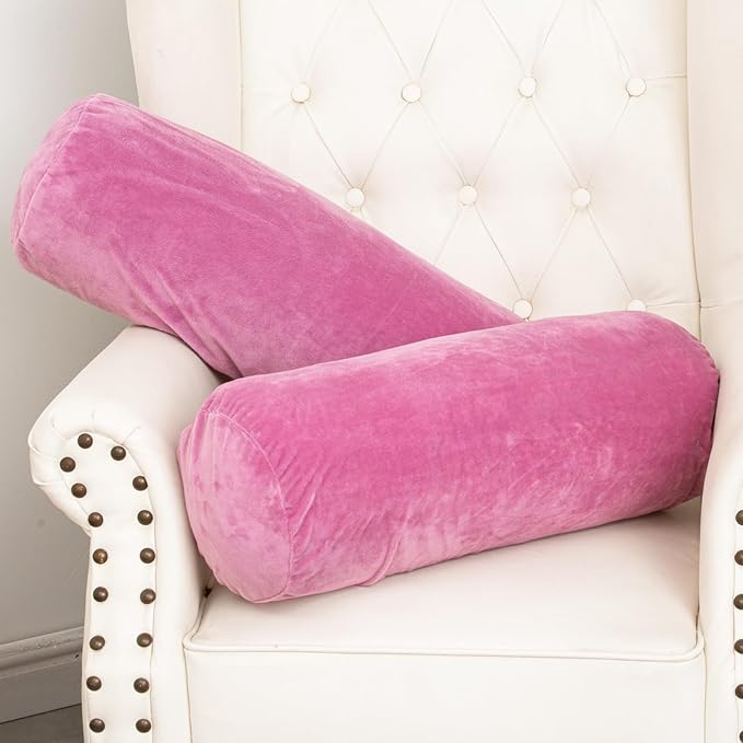 Body Pillow, Memory Foam Body Pillows for Adults Sleeping, Decorative Bolster Pillow for Bed & Couch, Long Cylinder Tube Round Pillow, 24x7.87 Inches, Set of 2 (Purple)