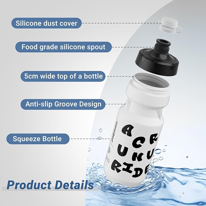 Bike Water Bottle 21oz Bicycle Water Bottle for 5hrs Insulation Sports Squeeze Water Bottle with Leakproof DesignFits Most Bike Cages (White21)