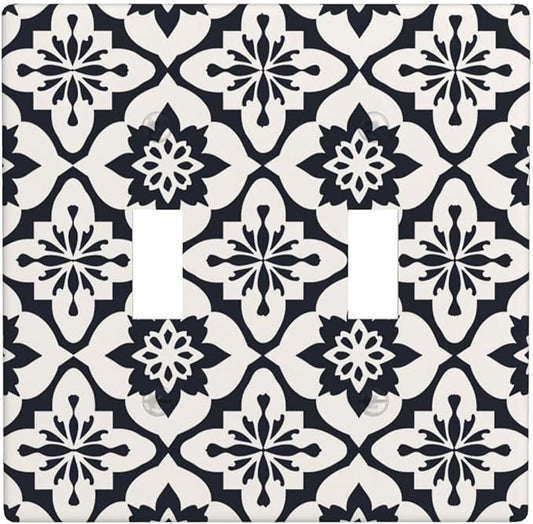 Black And White Funny Plastic Wall Plate Decorative Double Toggle Light Switch Cover For Women Girls Bedroom Kitchen Living Room