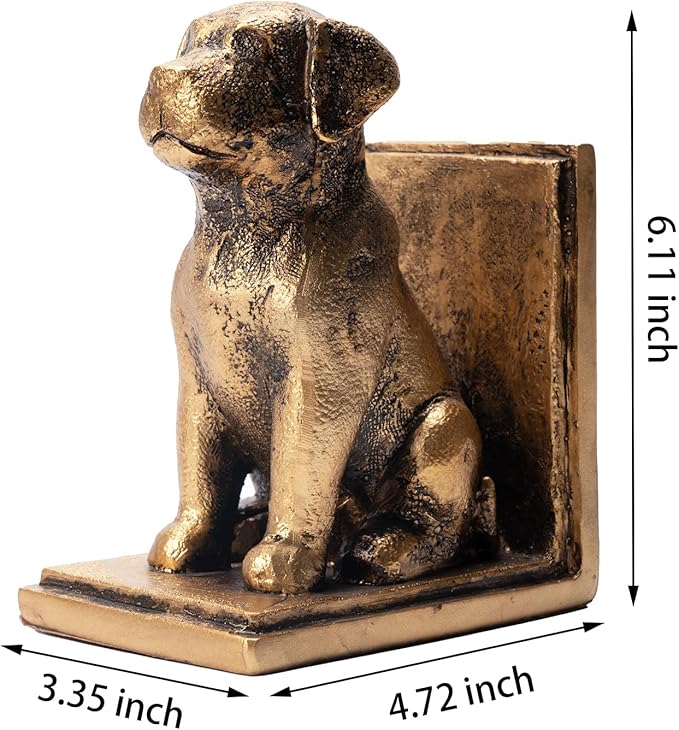Book Ends for Shelves to Hold Books Heavy Duty,Decorative Bookend for Bookshelf Décor,Cute Animal Dog Book Stopper Labrador Retriever Statues for Home, Office Desk Decoration,1pair