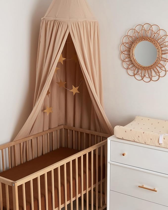 Blissful Diary Muslin Crib Sheets for Girl Boy, Boho Neutral Soft Cotton Baby Sheet for 52''x28'' Standard Crib Mattress, 2 Pack(Sunshine&Brown)