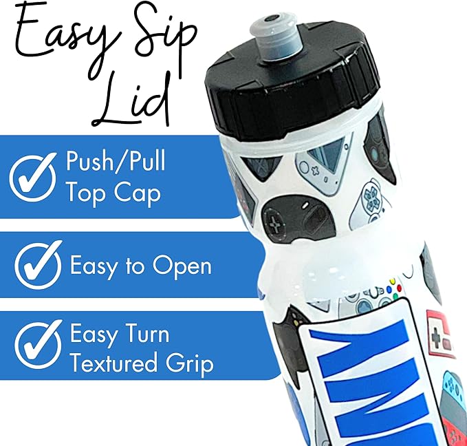 50 Strong Kids Water Bottle | 22 oz. BPA- Free Sports Squeeze Water Bottles with Pull Top Cap |Perfect Water Bottle for School | Reusable & Durable for Boys & Girls | Made in USA