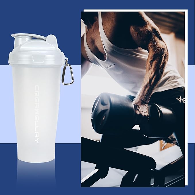 3 Pack Protein Shaker Bottle, 24 oz Protein Shaker Cup with Wire Shaker Ball for Pre Workout, Shake Bottle with Carrying Handle, BPA-Free & Dishwasher Safe (White, Pink, Blue)