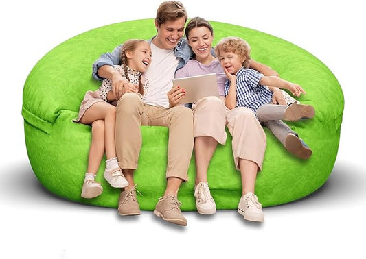 Bean Bag Chair for Adults 6FT,Soft Removable Cover for Teens/Girls Bedroom,Fluffy Giant Round Floor Beanbag Lounger Chairs (No Filler,Green)