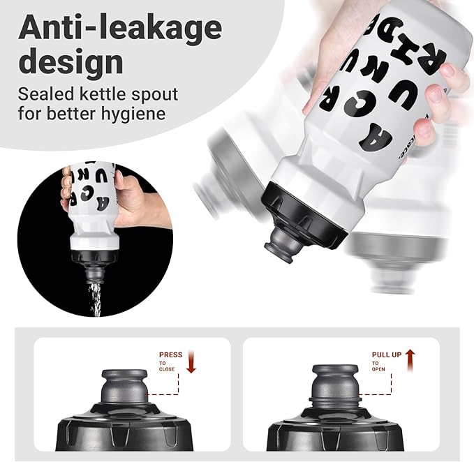 Bike Water Bottle 21oz Bicycle Water Bottle for 5hrs Insulation Sports Squeeze Water Bottle with Leakproof DesignFits Most Bike Cages (White 21 * 2)