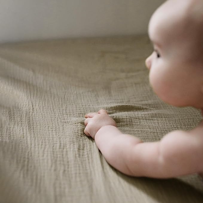 Baby Muslin Crib Sheets - Toddler Cotton Fitted Crib Sheets Neutral for Boys and Girls 2Pack